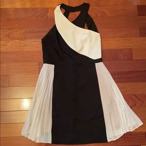 BCBG dress, mini dress, black and white, open back